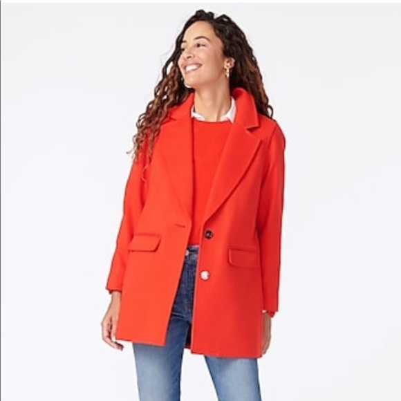 J. Crew Blazer Coat Italian Wool Cashmere Blend Like New Large Red - Picture 15 of 15